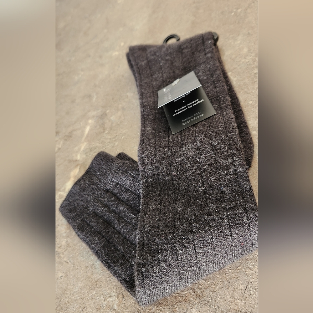 Women's Knee High Merino Wool Socks, Charcoal Gray - Expression, NWT